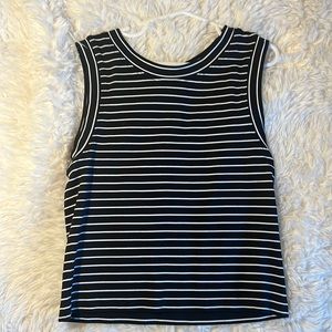 vintage black tank top with white stripes